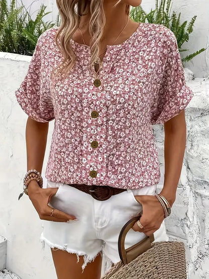Florelle | Women's Chic Floral Print Top Side