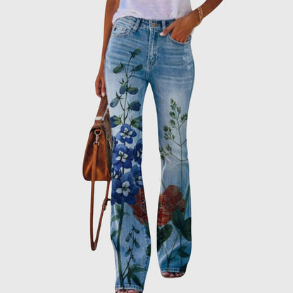 Florette | Women's Floral Print Wide-Leg Flowers Pants Back
