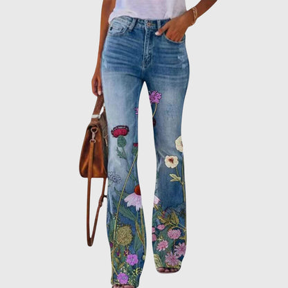 Florette | Women's Floral Print Wide-Leg Flowers Pants Detail