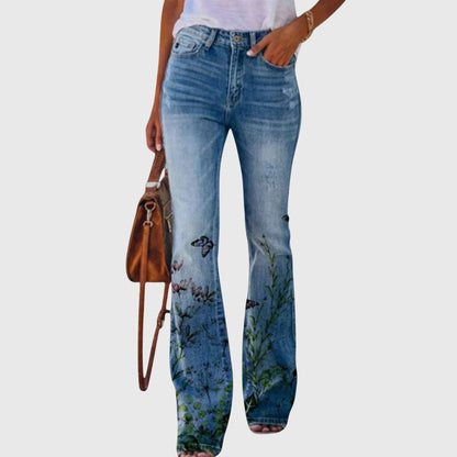 Florette | Women's Floral Print Wide-Leg Flowers Pants Front