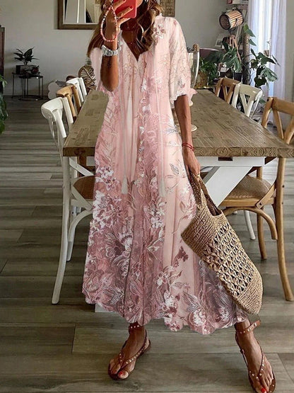 Floriana | Women's Floral V-Neck Casual Maxi Dress Hero