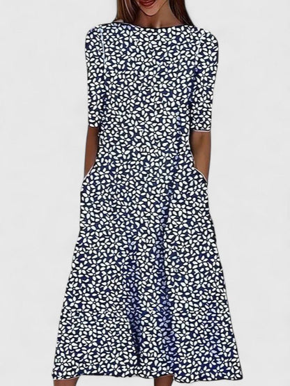 Floriane | Women's Sophisticated Midi Dress Botanical Print Detail