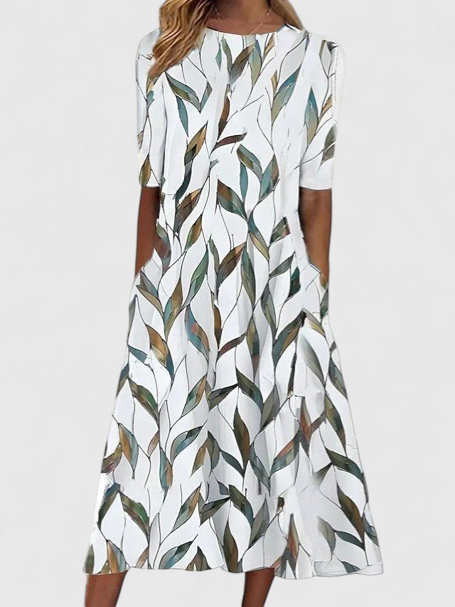 Floriane | Women's Sophisticated Midi Dress Botanical Print Front