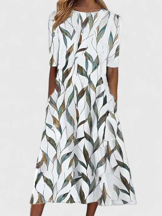 Floriane | Women's Sophisticated Midi Dress Botanical Print Front