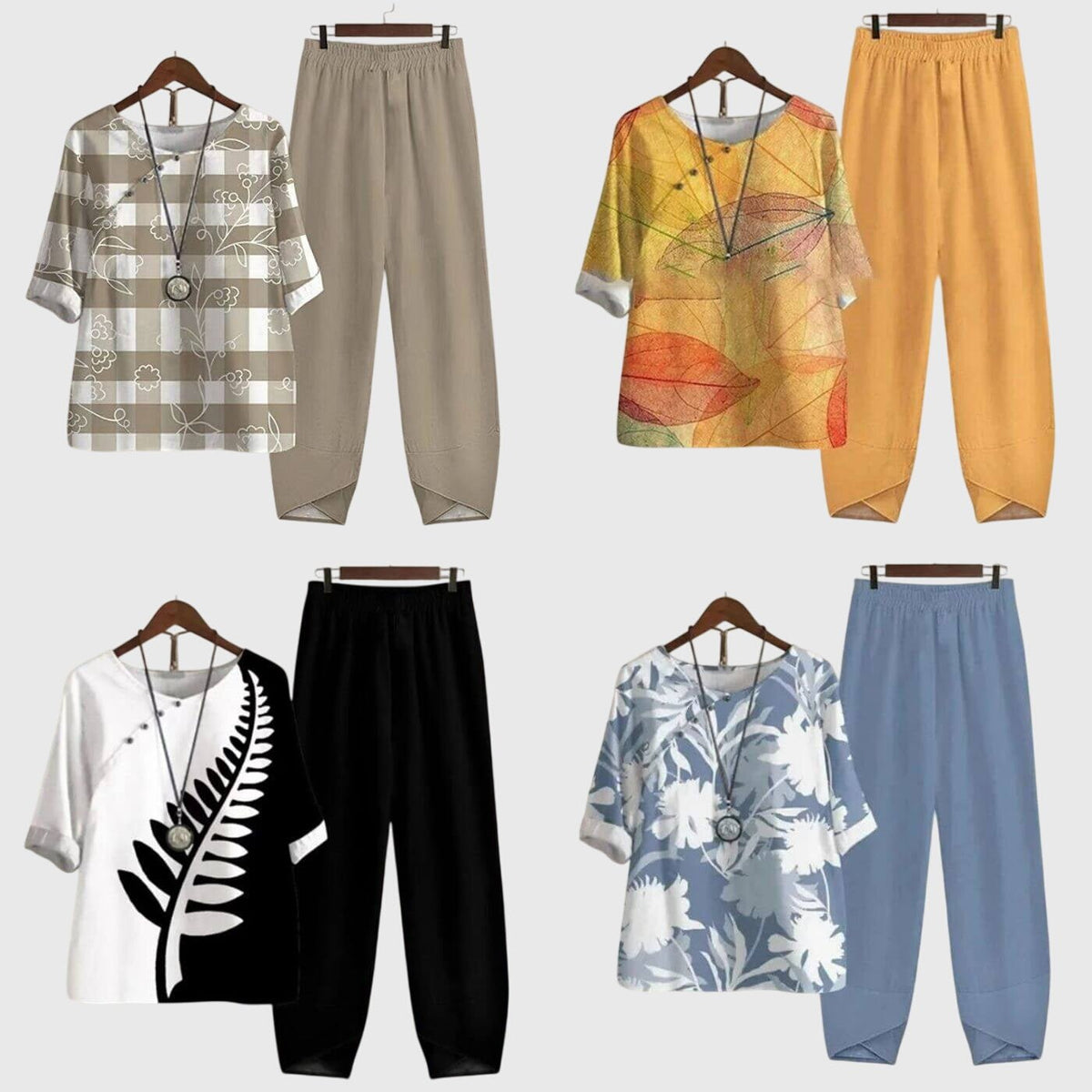 Floriel | Women's Butterfly Print Comfortable Two-Piece Set Angle