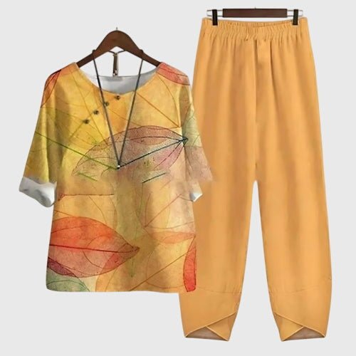 Floriel | Women's Butterfly Print Comfortable Two-Piece Set Back