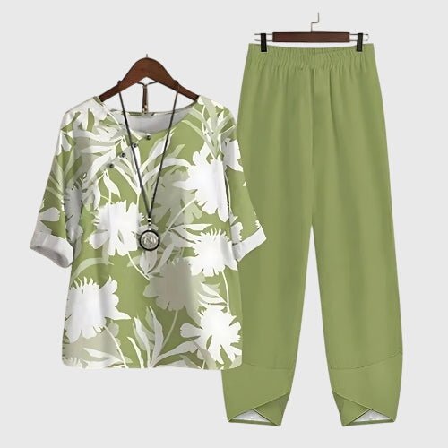 Floriel | Women's Butterfly Print Comfortable Two-Piece Set Side