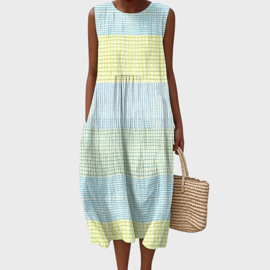 Florinda | Women's Comfortable Plaid Midi Dress Hero