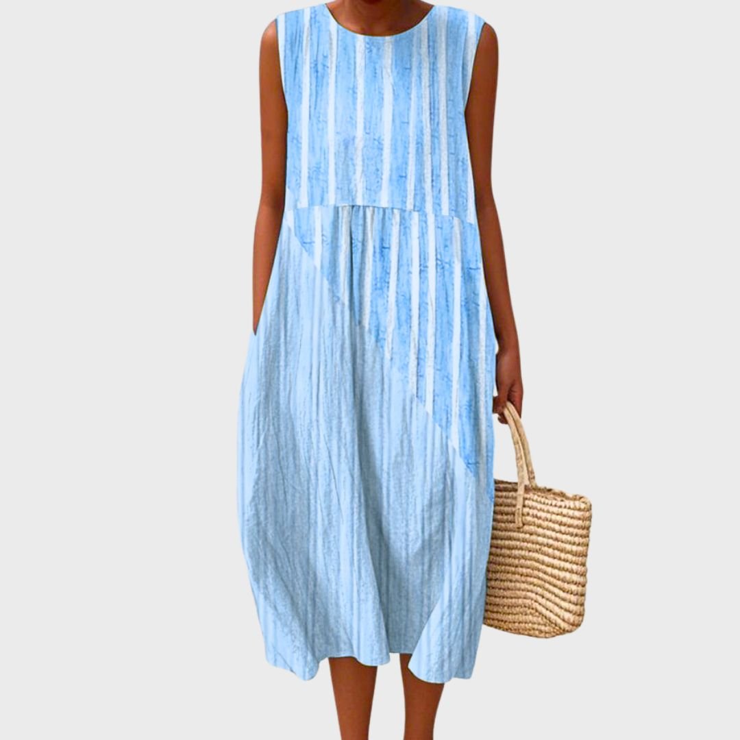 Florinda | Women's Comfortable Plaid Midi Dress Side