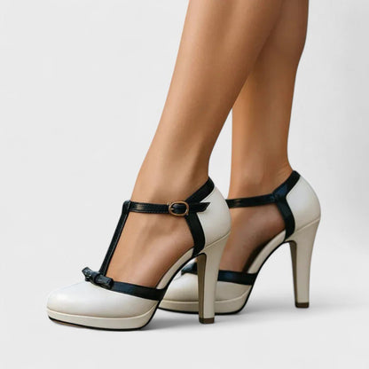 Freya | Elegant T-Strap Orthopedic Heels Side