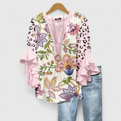 Gemma | Women's Ruffle Sleeve Comfortable Blouse Angle