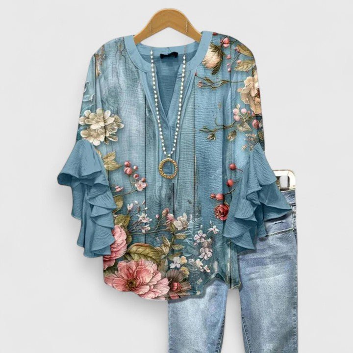 Gemma | Women's Ruffle Sleeve Comfortable Blouse Close Up