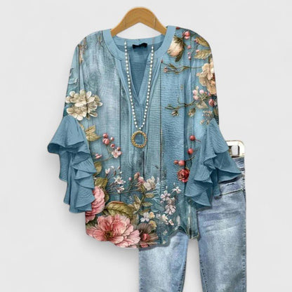 Gemma | Women's Ruffle Sleeve Comfortable Blouse Close Up