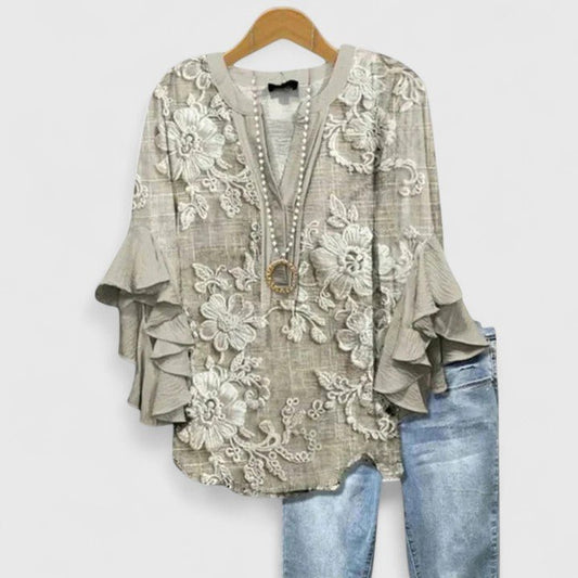 Gemma | Women's Ruffle Sleeve Comfortable Blouse Front