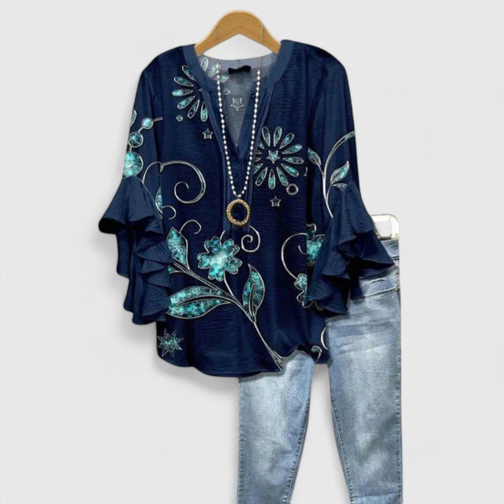 Gemma | Women's Ruffle Sleeve Comfortable Blouse Full