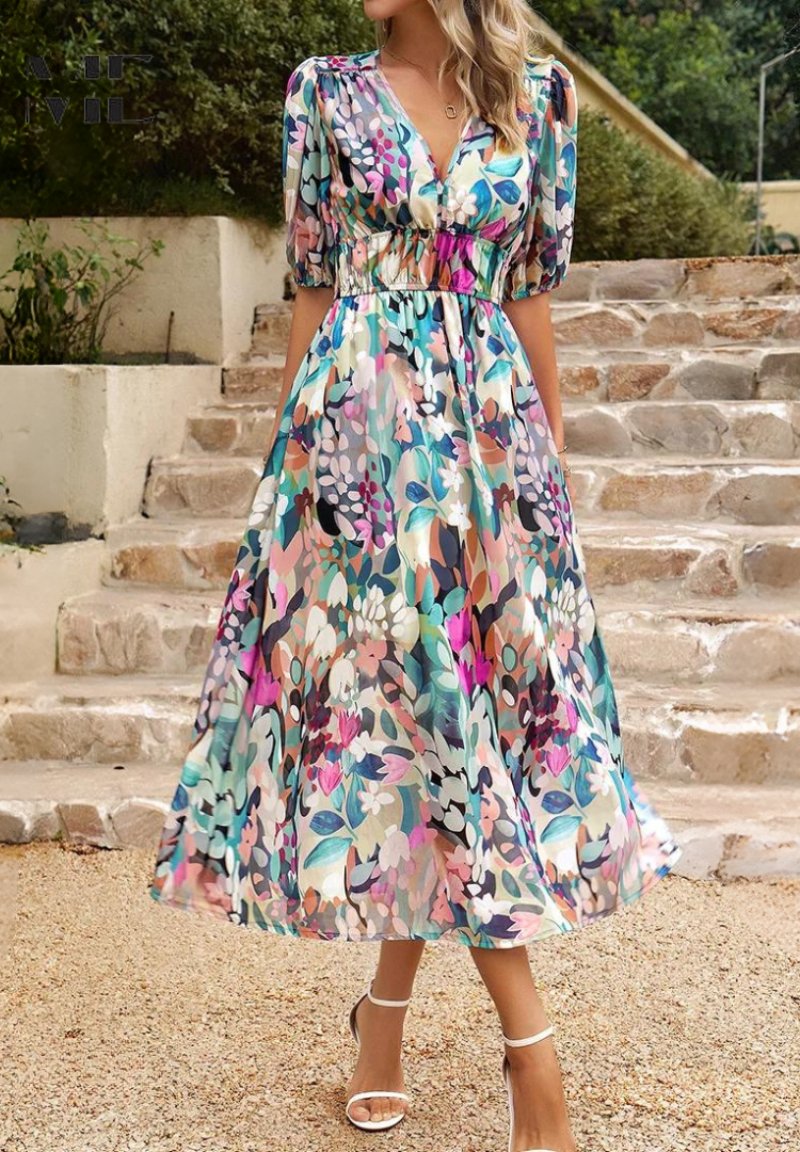 Gwen | Elegant Floral Maxi Dress Detail