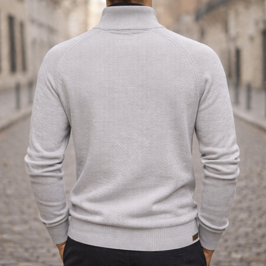Men’s Half-Zip Ribbed Knit Sweater Slim Fit