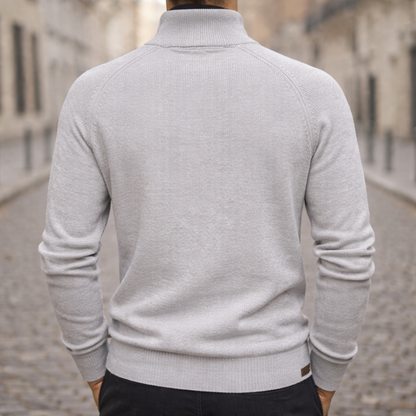 Men’s Half-Zip Ribbed Knit Sweater Slim Fit