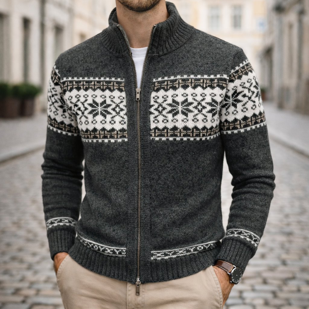 Men’s Winter Knit Jacket With Zip Front