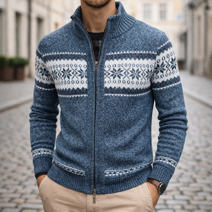 Men’s Winter Knit Jacket With Zip Front