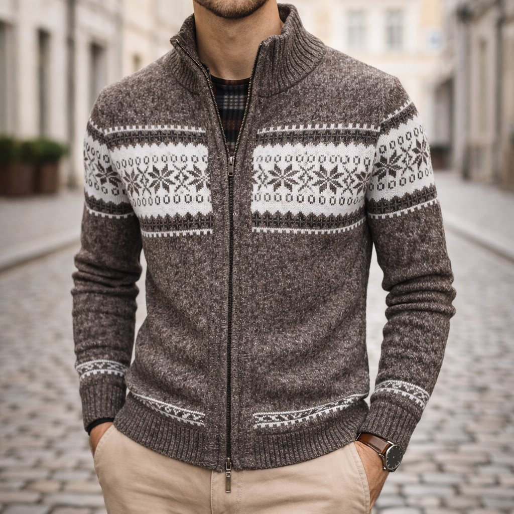 Men’s Winter Knit Jacket With Zip Front