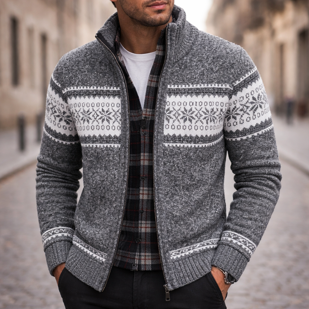 Men’s Winter Knit Jacket With Zip Front