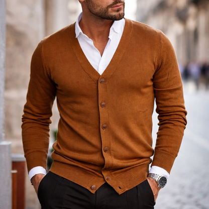 Cárdigan Clásico de Hombre con Botones y Cuello en V