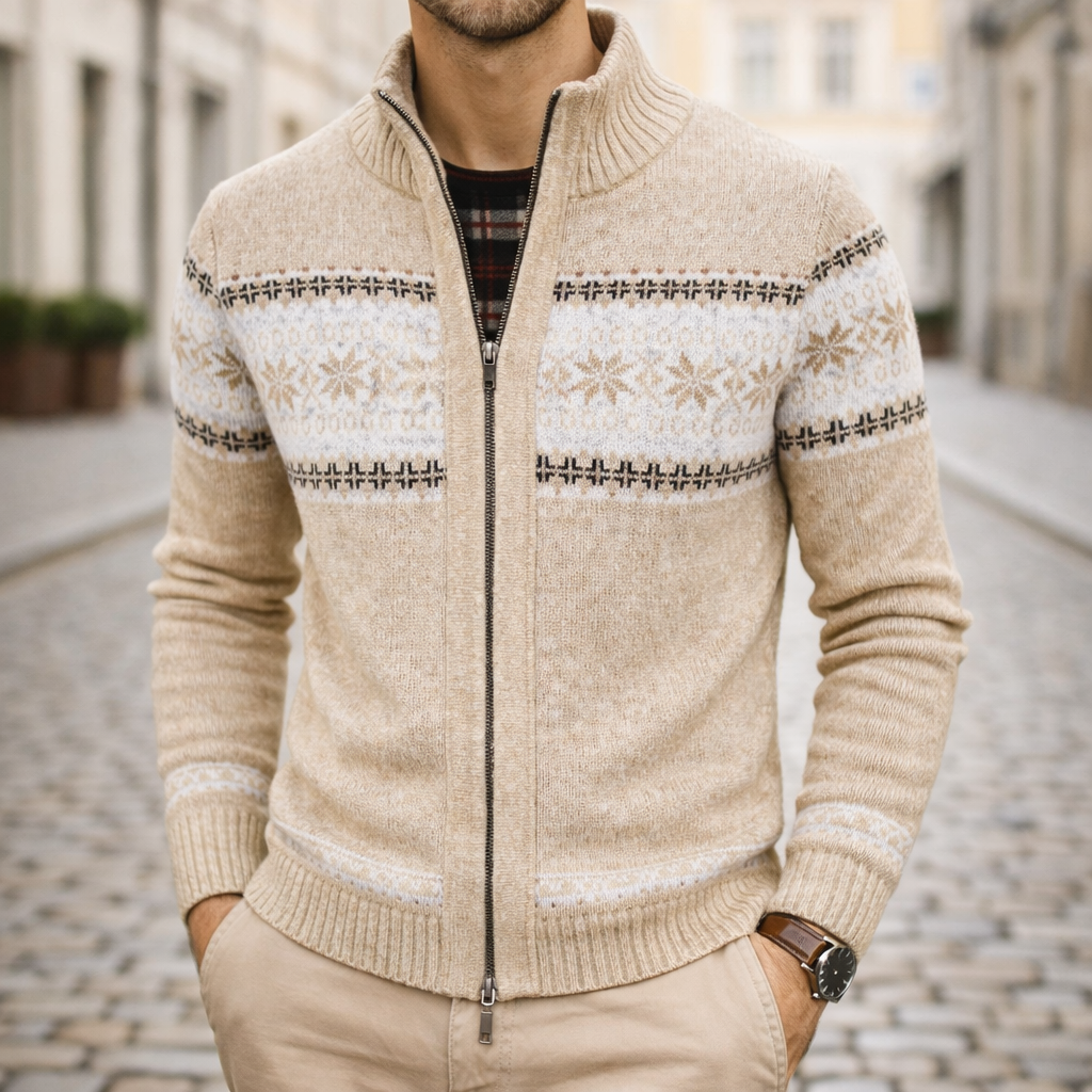Men’s Winter Knit Jacket With Zip Front