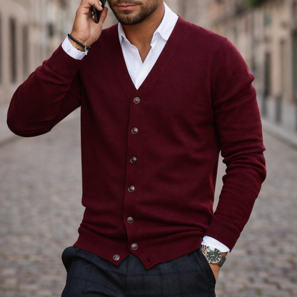 Cárdigan Clásico de Hombre con Botones y Cuello en V