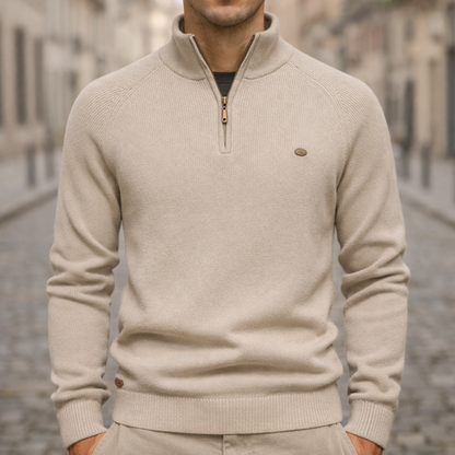 Men’s Half-Zip Ribbed Knit Sweater Slim Fit