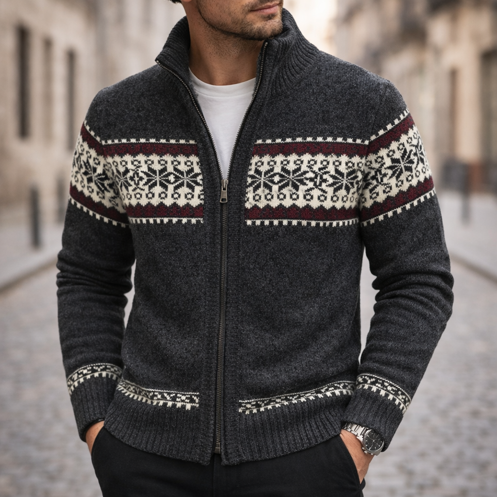 Men’s Winter Knit Jacket With Zip Front