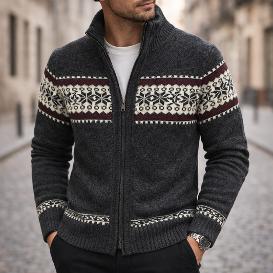 Men’s Winter Knit Jacket With Zip Front