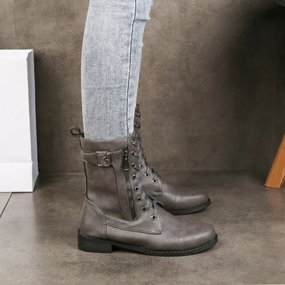 Iris | Women's Zip-Up Leather Boots Close Up