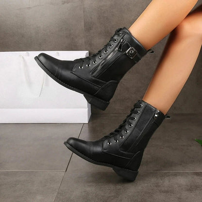 Iris | Women's Zip-Up Leather Boots Detail