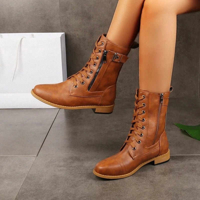 Iris | Women's Zip-Up Leather Boots Front