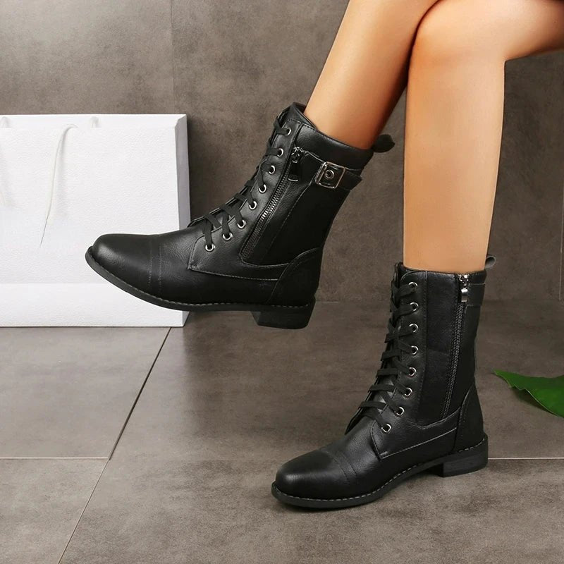 Iris | Women's Zip-Up Leather Boots Side
