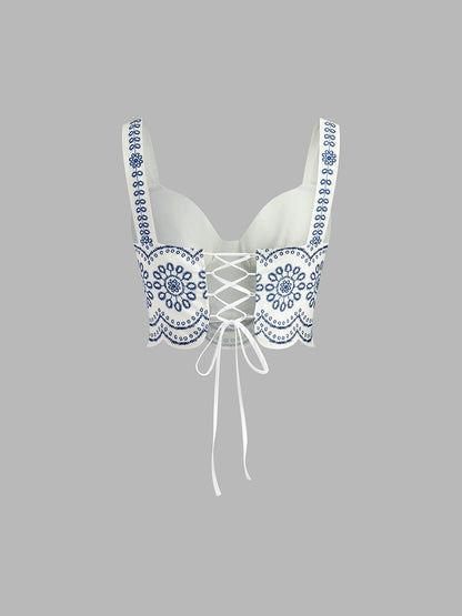 Isabrianne | Women's Printed Sleeveless Two-Piece Set Detail