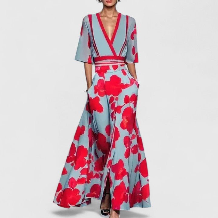 Isadora | Women's Floral Elegant Maxi Dress Side
