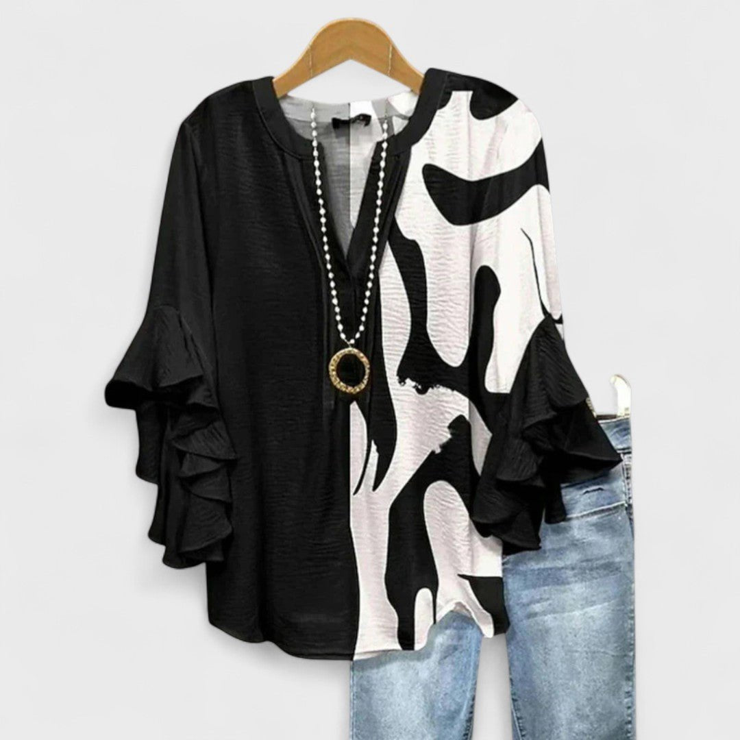 Isadora | Women's Lightweight Ruffled Sleeve Blouse Back