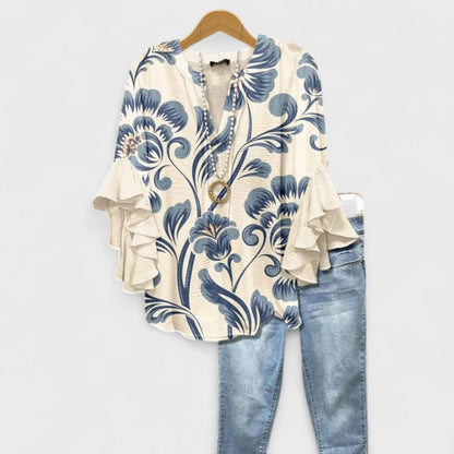 Isadora | Women's Lightweight Ruffled Sleeve Blouse Hero
