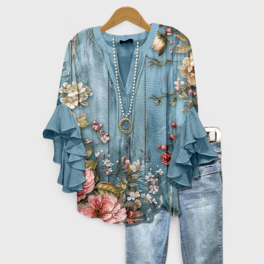 Isadora | Women's Lightweight Ruffled Sleeve Blouse Lifestyle