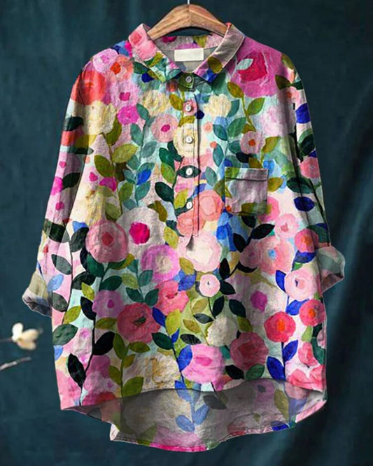 Isadora | Women's Watercolor Floral Blouse Hero