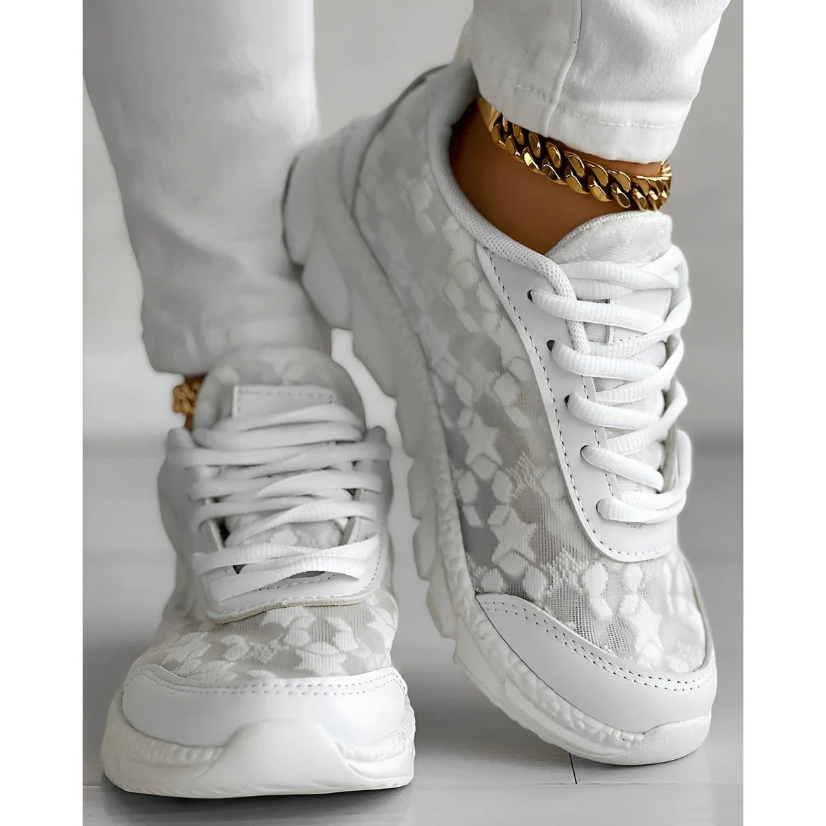 Leopardine | Women's Leopard Mesh Daily Wear Shoes Front