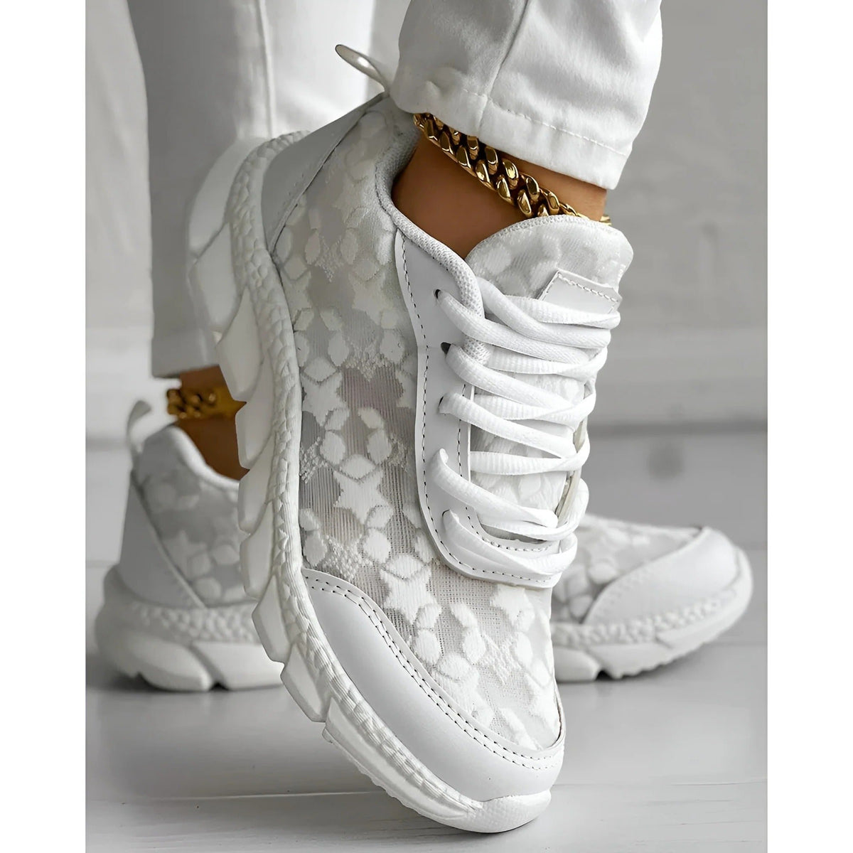 Leopardine | Women's Leopard Mesh Daily Wear Shoes Side