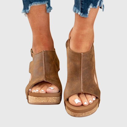 Lila | Women's Cork Wedge Orthopedic Sandals Full