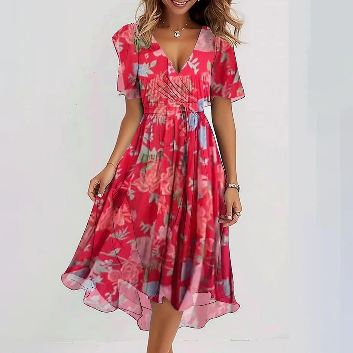 Lila | Women's Elegant Summer Ruffle Dress Side