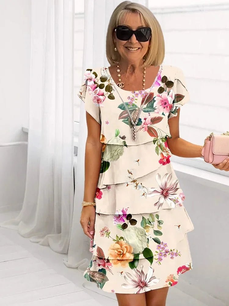Liralynn | Women's Ruffled Floral Pleated Maxi Dress Side