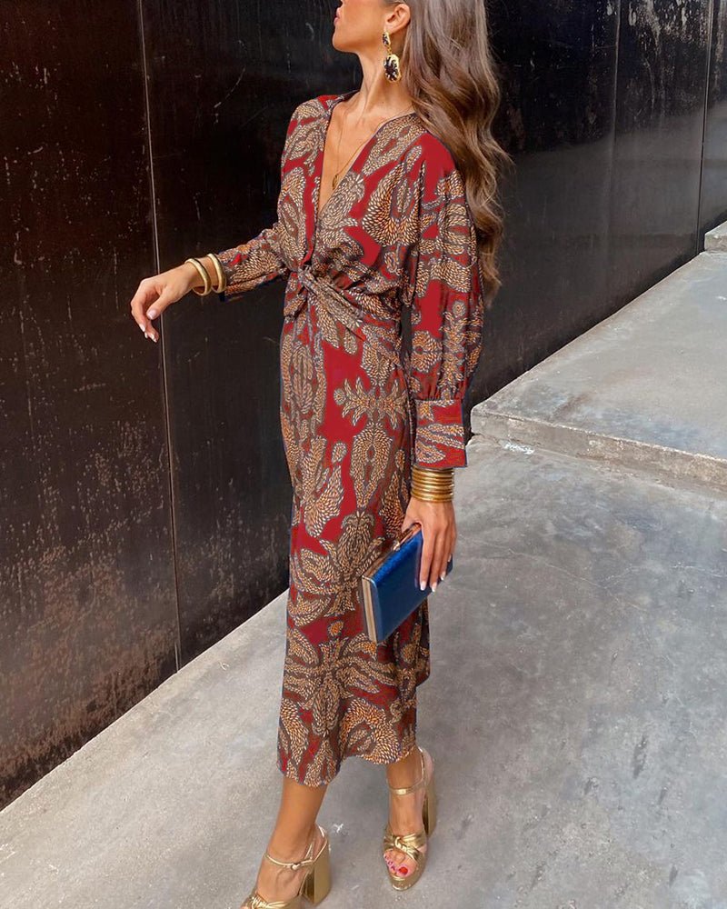 Loreine | Women's Wedding Guest A-Line Maxi Dress Twisted Waist Detail