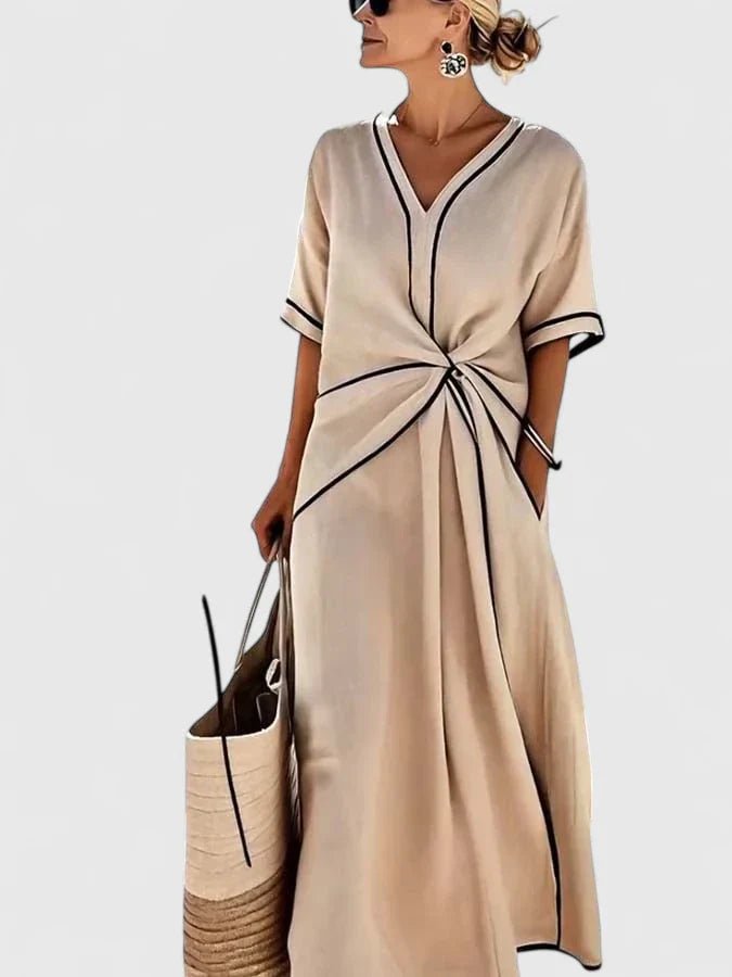 Lorelle | Women's Elegant Twisted Waist Maxi Dress Side