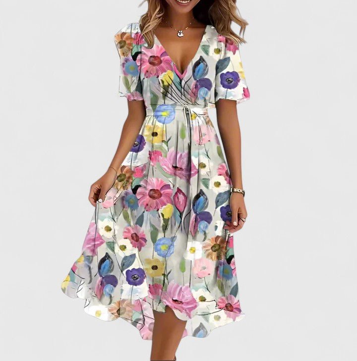 Lorianne | Women's Elegant Short Dress Floral High-Low Back